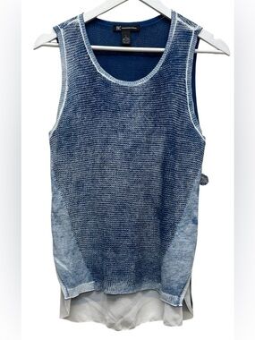 INC International Concepts Two-Tone Blue Knit Layered Tank